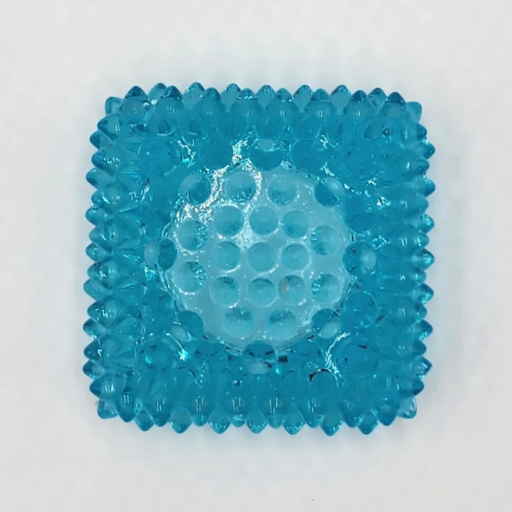 Vintage Fenton Blue Hobnail Glass Square Votive Candle Holder Teal Small 2.75